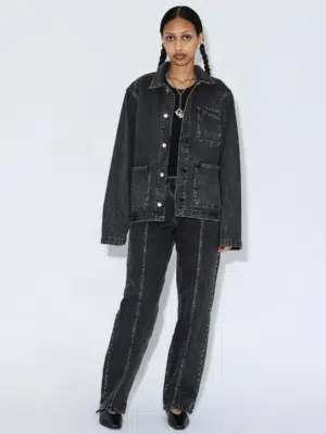 Dr.Denim Jeans Nika Mid Straight Worker Aged Black