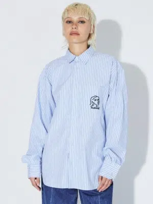 Dr.Denim Shirt Wes Light Blue Stripe Draw