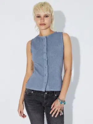 Dr.Denim Top Lilja Rib Washed Blue