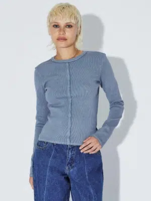 Dr.Denim Langarmshirt Stella Rib Washed Blue