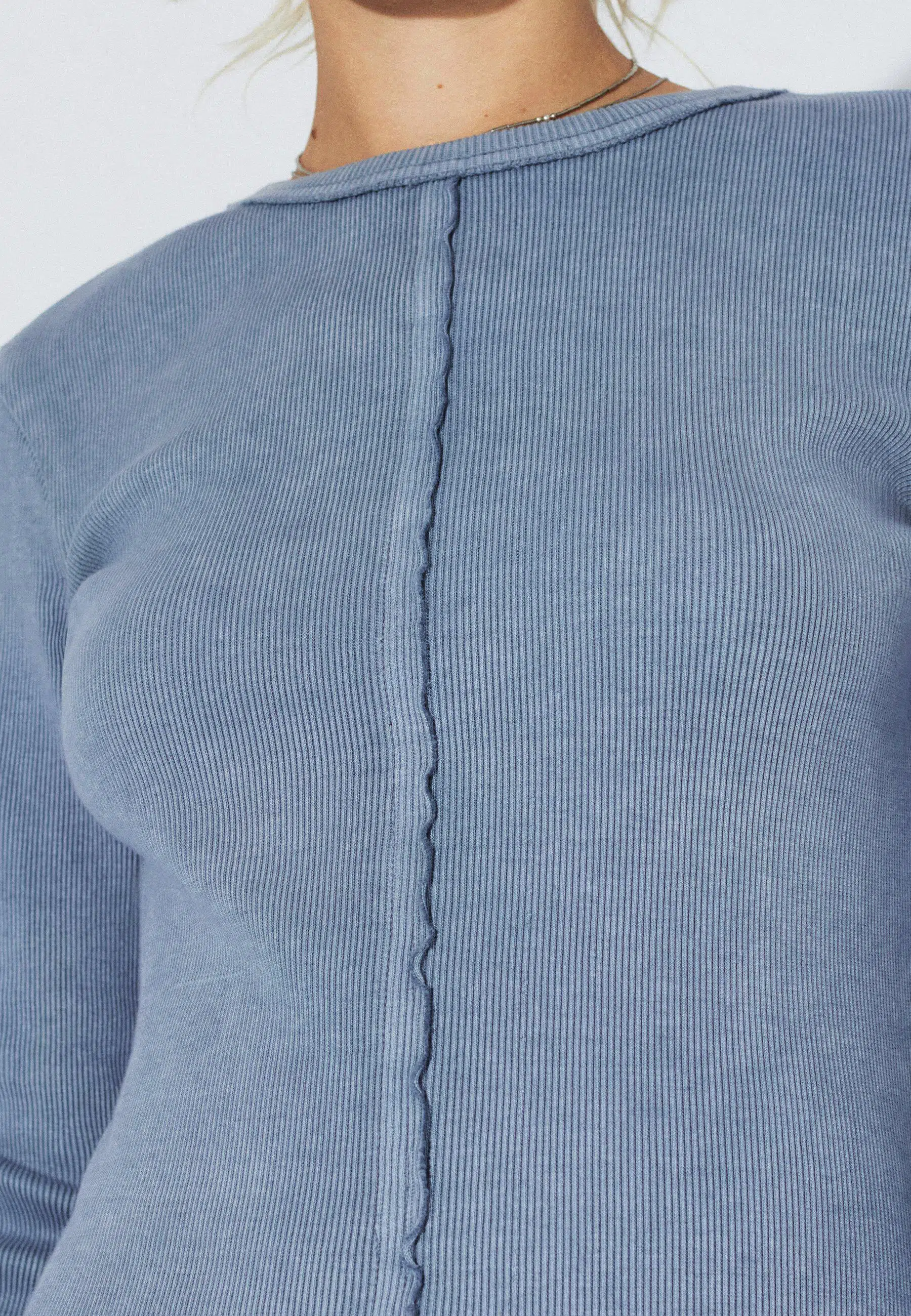 Dr.Denim Langarmshirt Stella Rib Washed Blue Dr.Denim Langarmshirt Stella Rib Washed Blue