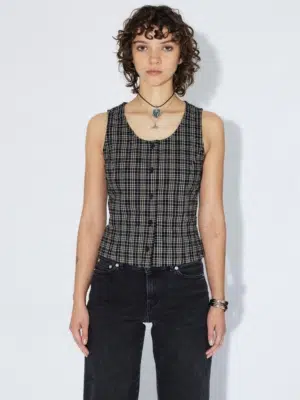 Dr.Denim Top Zola Black Summer Check