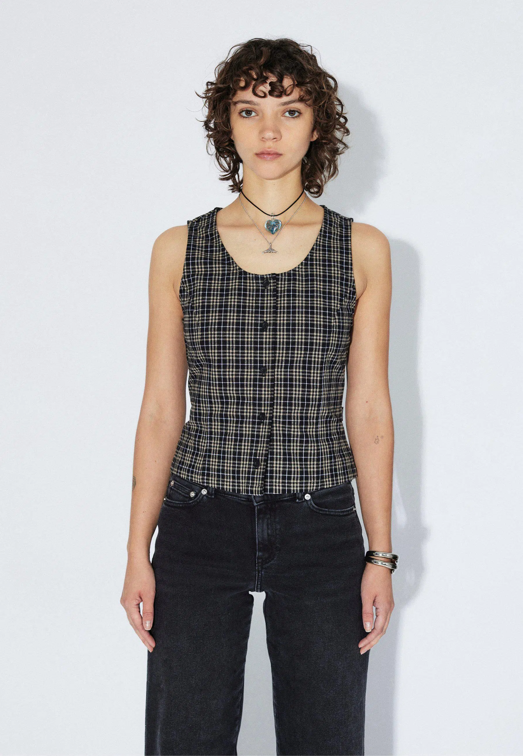 Dr.Denim Top Zola Black Summer Check