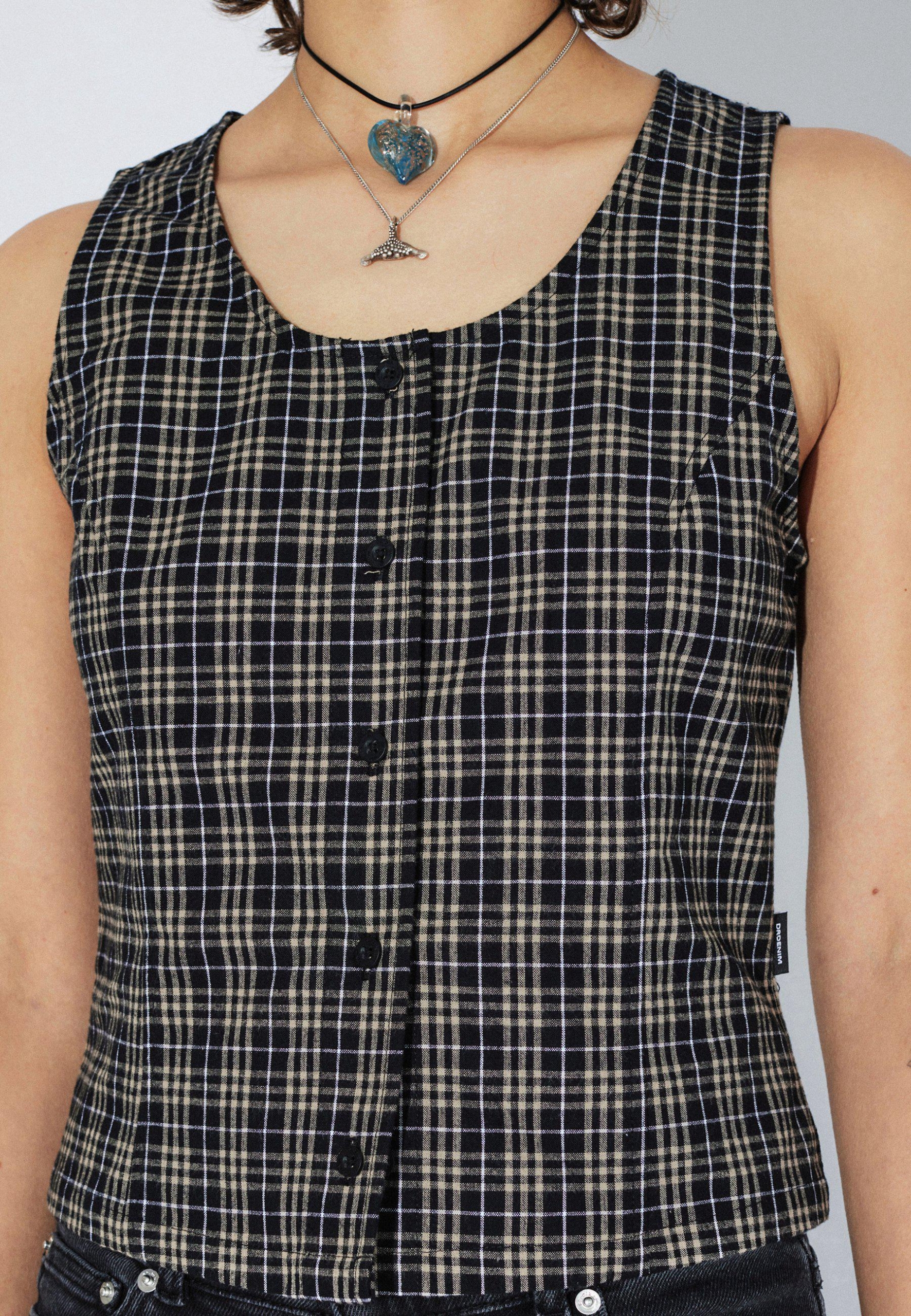 Dr.Denim Top Zola Black Summer Check