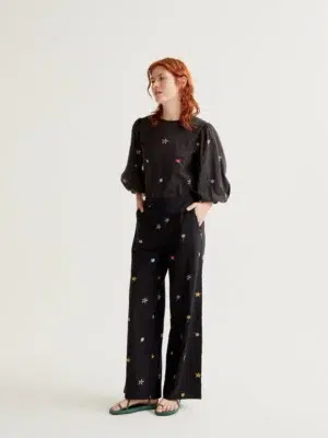 Compania Fantastica Hose Schwarz mit Blumen