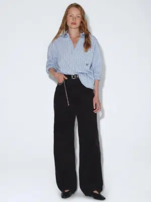 Dr.Denim Jeans Donna High Relaxed Black Cord
