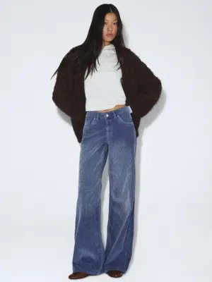 Dr.Denim Jeans Rhue Low Wide Washed Blue Shade Cord