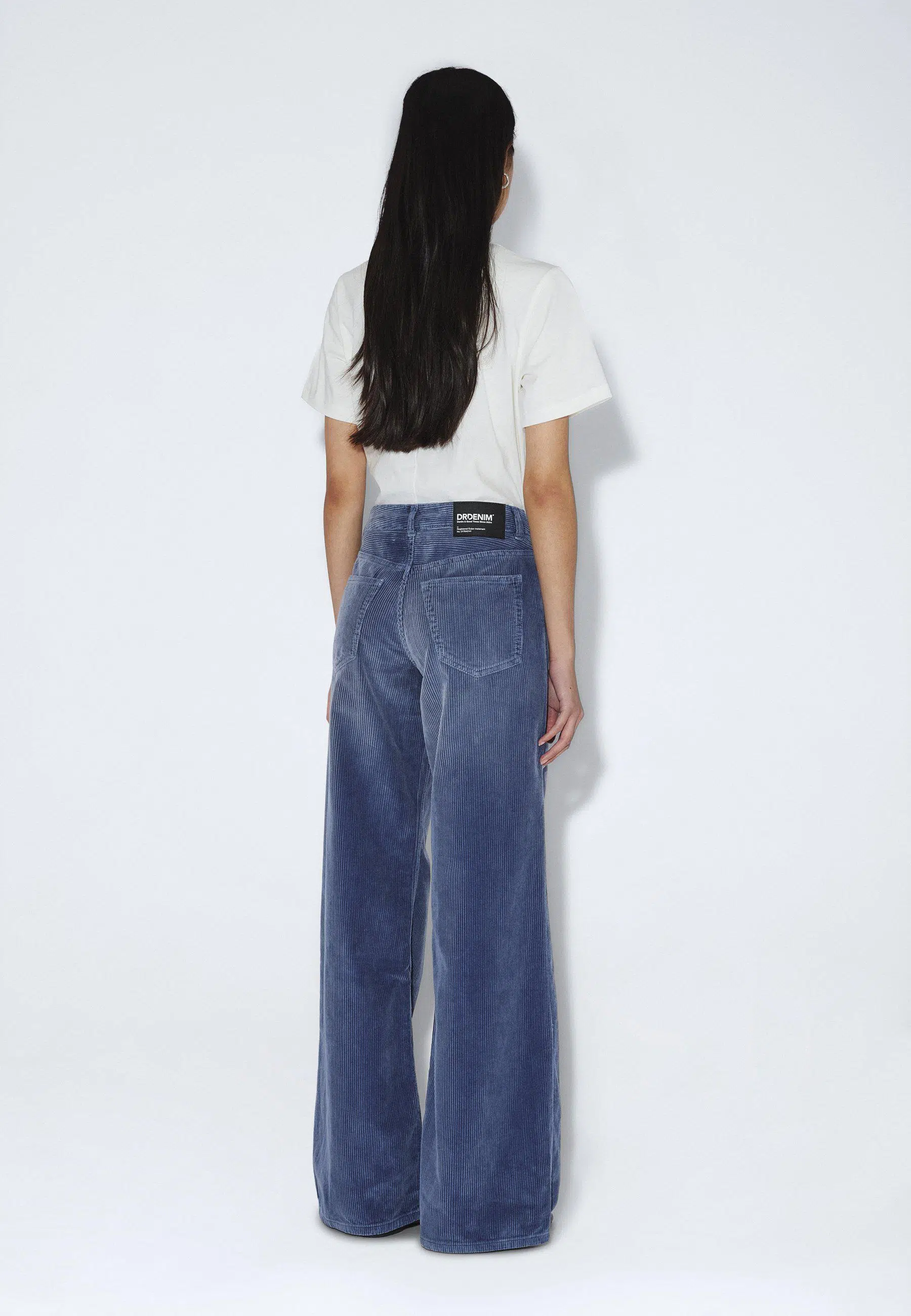 Dr.Denim Jeans Rhue Low Wide Washed Blue Shade Cord