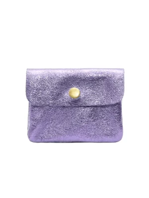 Cherry Paris Kleine Ledergeldtasche Lila Metall