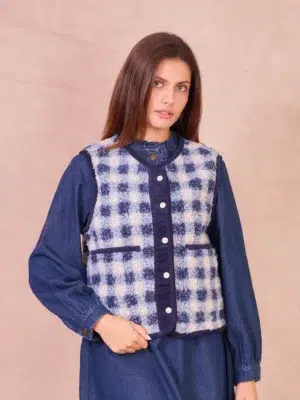 Calie Paris Isabella Weste kariert Blau