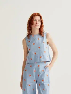 Compania Fantastica Top Blau mit Herzen