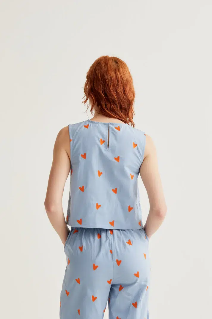 Compania Fantastica Top Blau mit Herzen