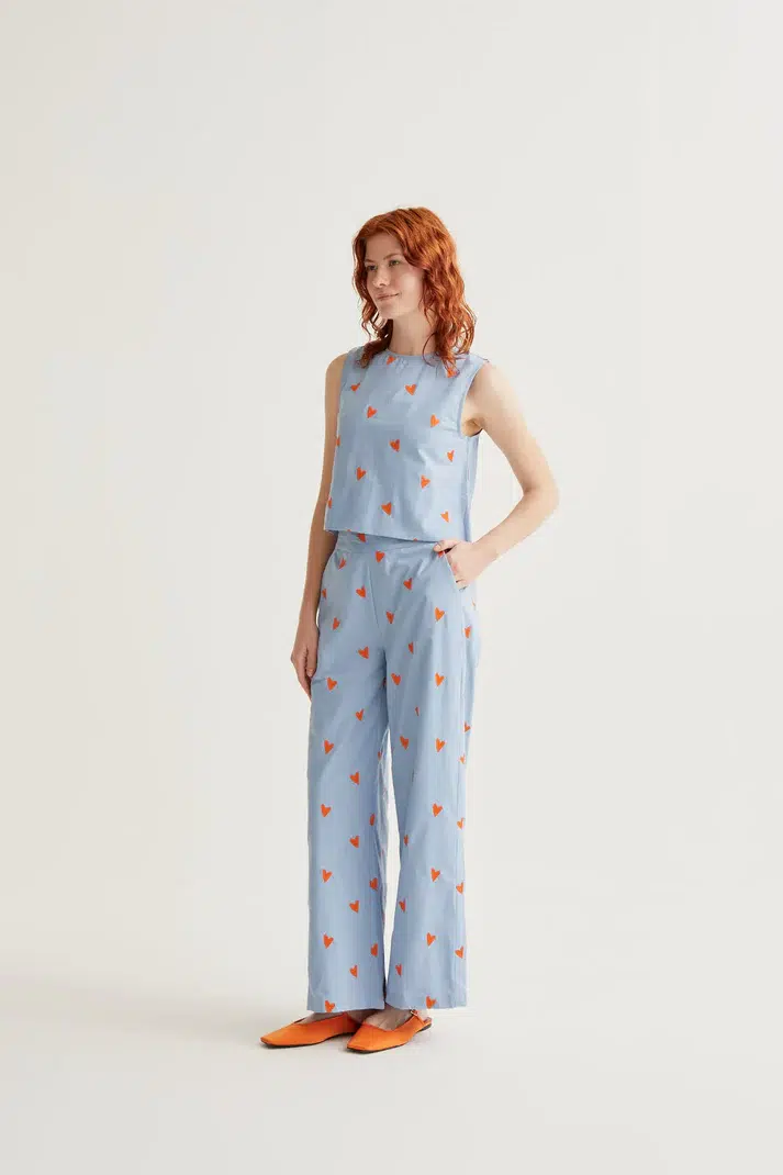 Compania Fantastica Top Blau mit Herzen Compania Fantastica Top Blau mit Herzen