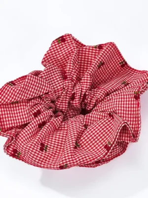 Éline L'atelier Scrunchie Karo Kirsche Rot