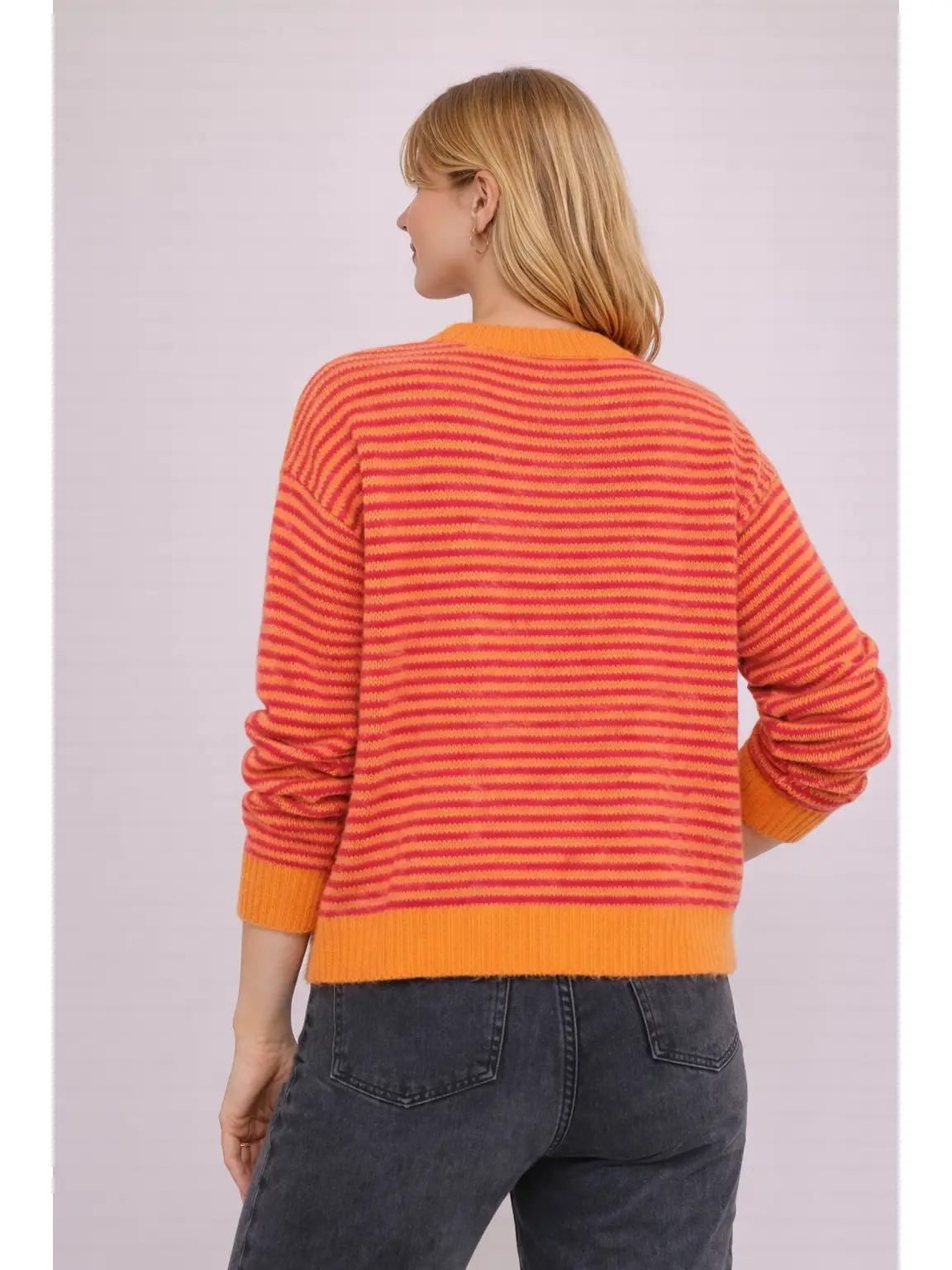 Afinity Strickjacke mit Streifen Orange Rot