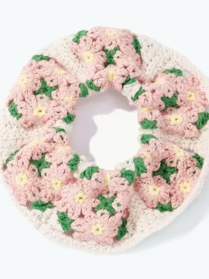 Éline L'atelier Scrunchie Häkelblumen Grün