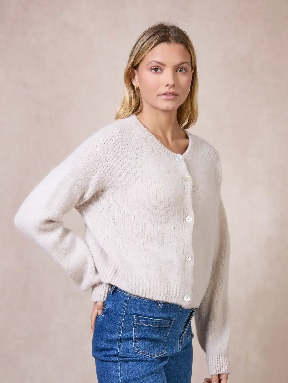 Calie Paris Alpaka-Mischung Cardigan Taupe