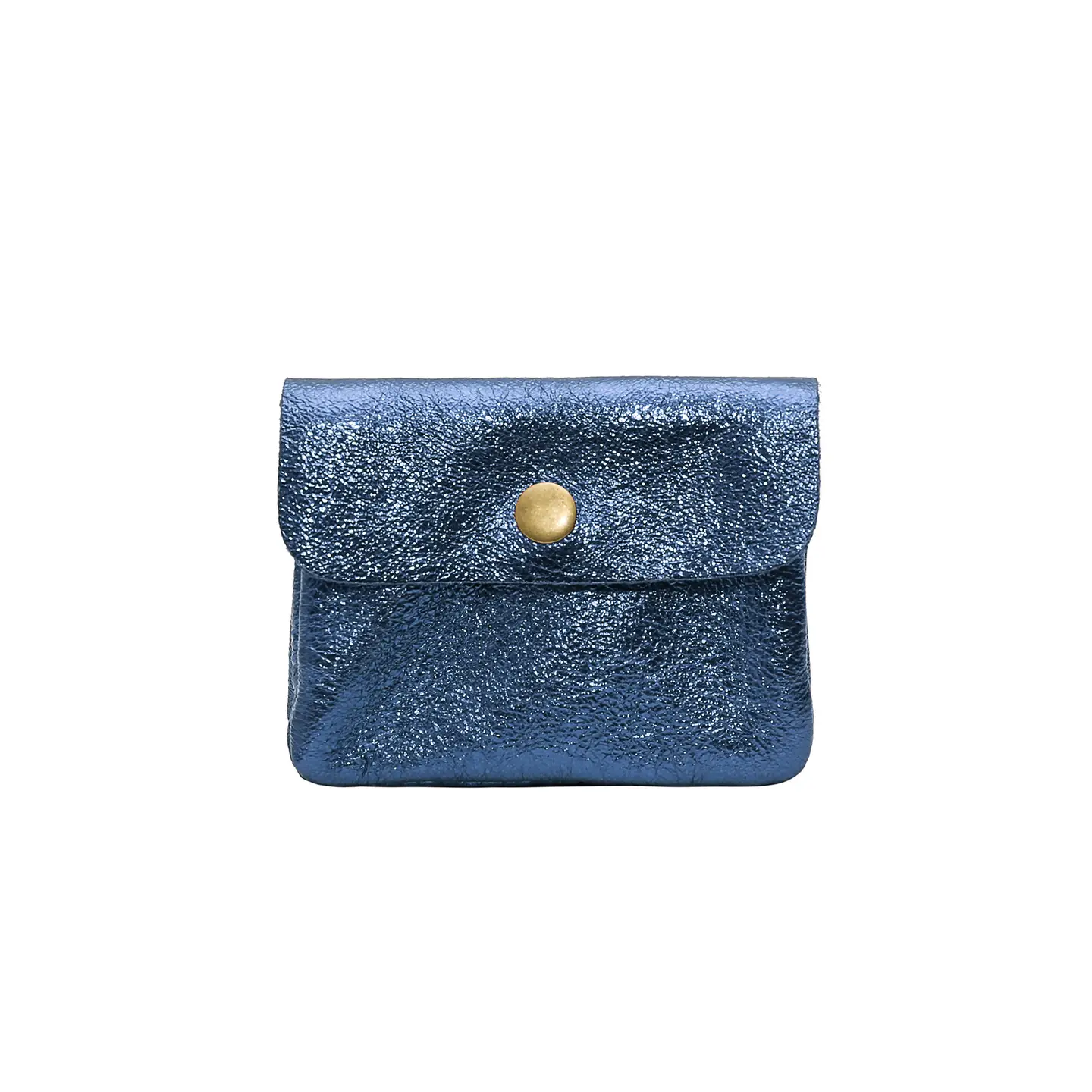 Cherry Paris Kleine Ledergeldtasche Metall Blau