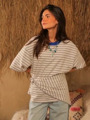 The Corner T-Shirt Gestreift Grau mit passendem Dreieckstuch