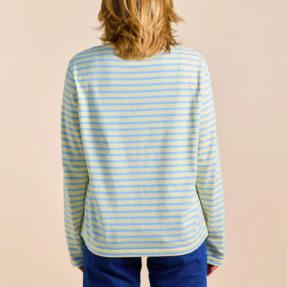 Popeia Langarmshirt Gestreift Gelb Hellblau