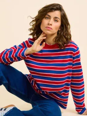 Popeia Langarmshirt Gestreift Rot Blau