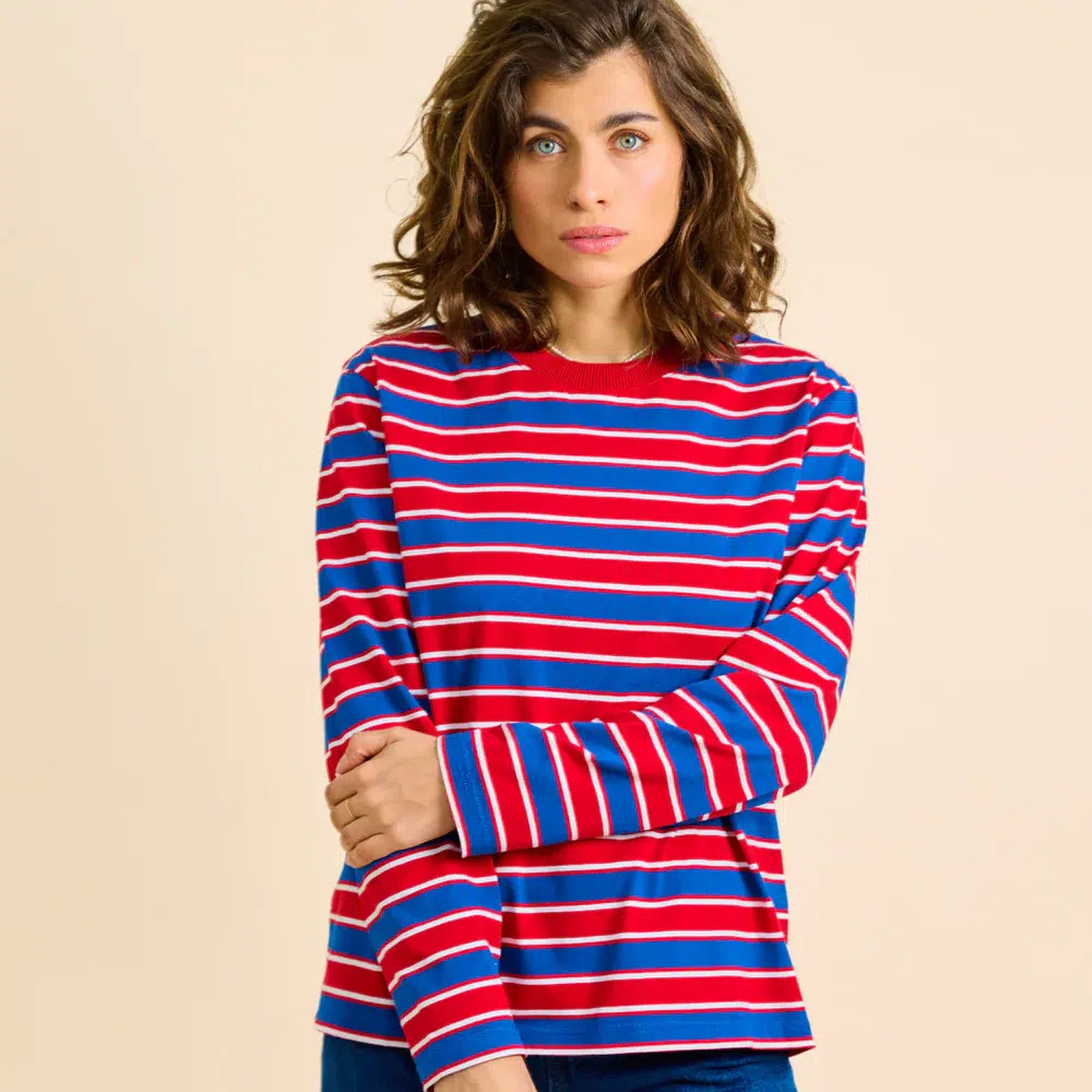 Popeia Langarmshirt Gestreift Rot Blau