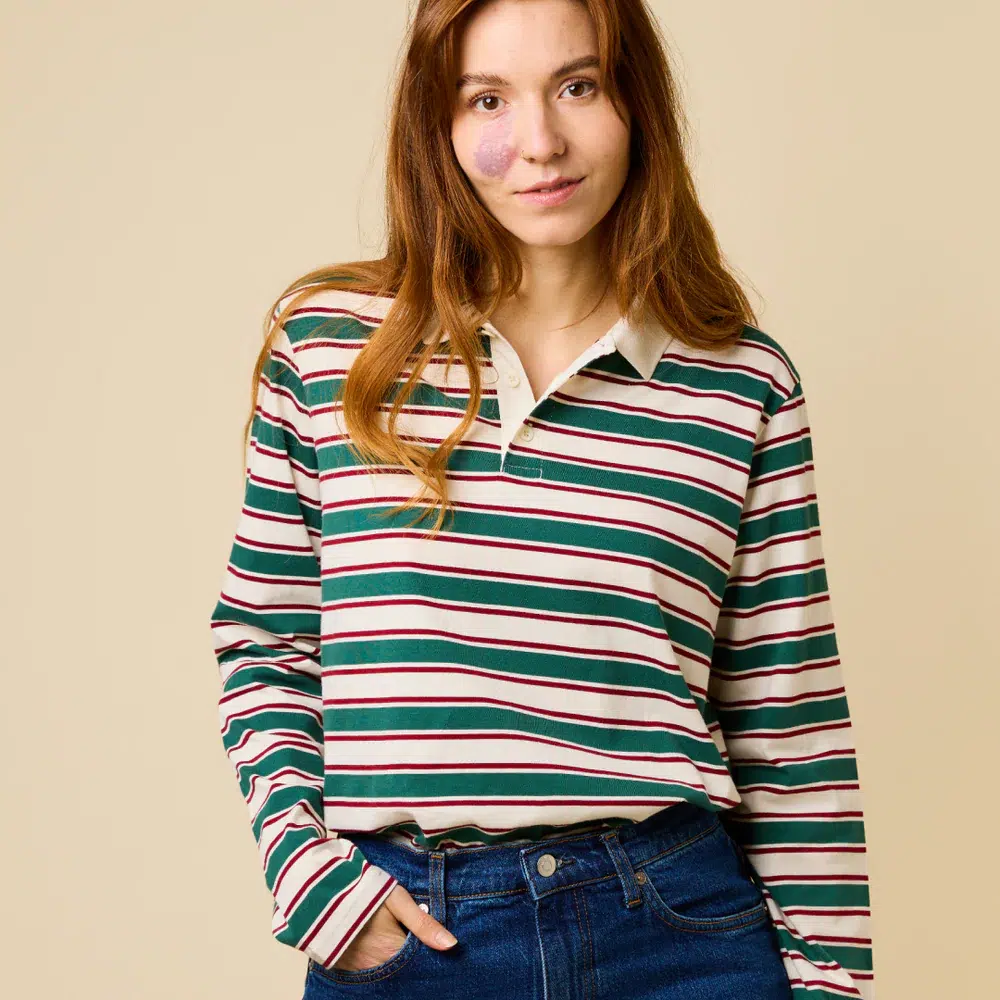 Popeia Poloshirt Gestreift Dunkelgrün Bordeaux