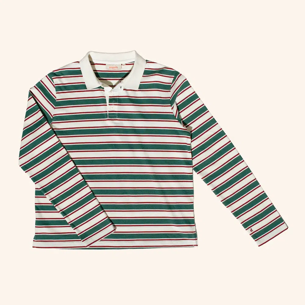 Popeia Poloshirt Gestreift Dunkelgrün Bordeaux Popeia Poloshirt Gestreift Dunkelgrün Bordeaux