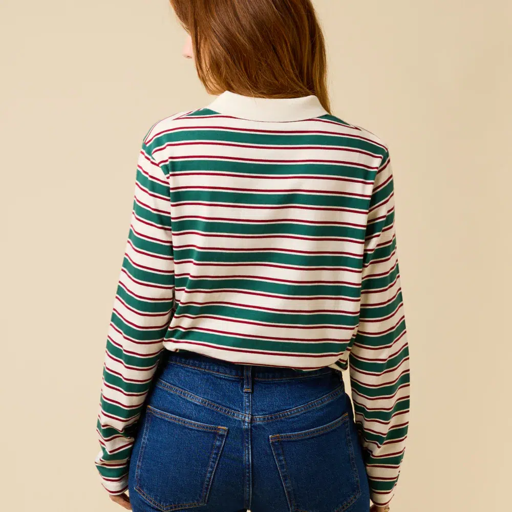 Popeia Poloshirt Gestreift Dunkelgrün Bordeaux