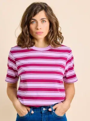 Popeia T-Shirt Gestreift Aubergine Pink