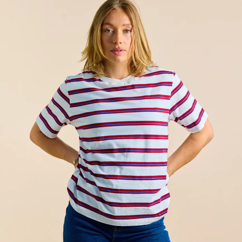 Popeia T-Shirt Gestreift Königsblau Rot