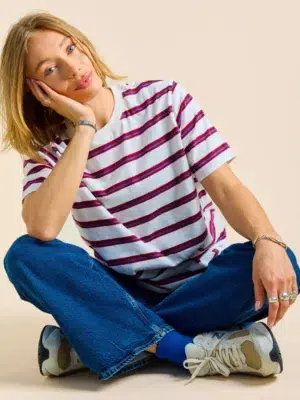 Popeia T-Shirt Gestreift Königsblau Rot