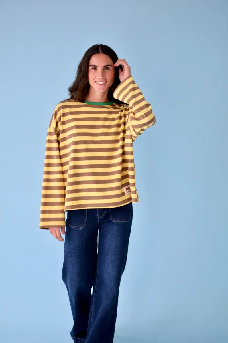 Mindtraveler Langarmshirt Núria Gelb Braun