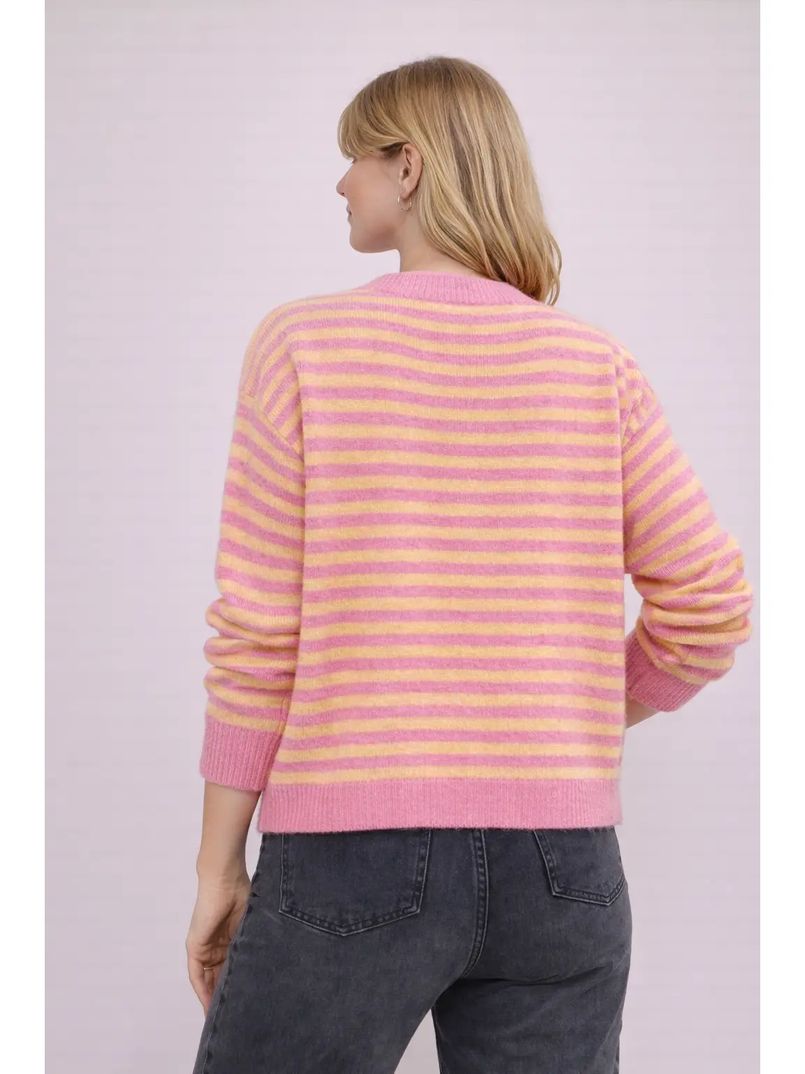 Afinity Strickjacke mit Streifen Rosa Gelb