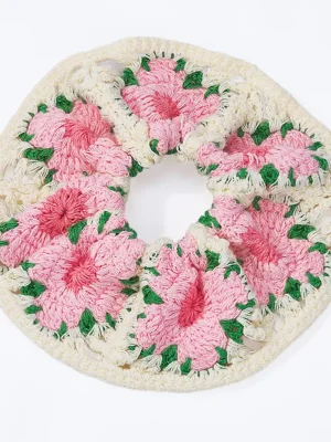 Éline L'atelier Scrunchie Häkelblumen Pink