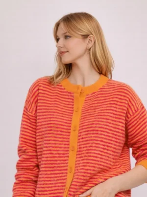 Afinity Strickjacke mit Streifen Orange Rot