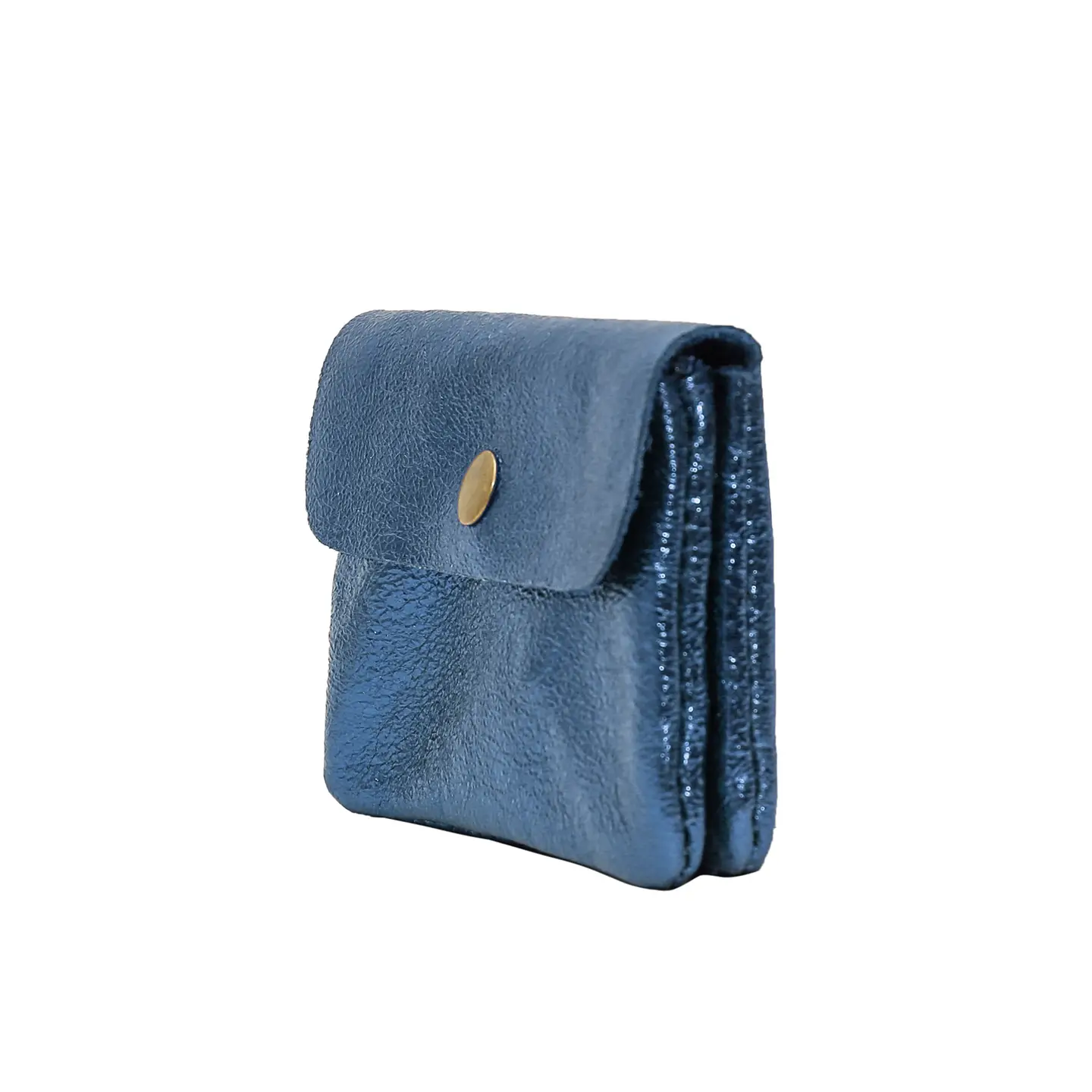 Cherry Paris Kleine Ledergeldtasche Metall Blau