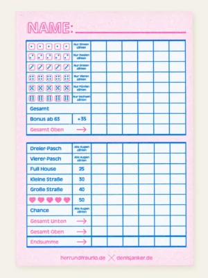 HERR & FRAU RIO Kultiges Würfelspiel Pink