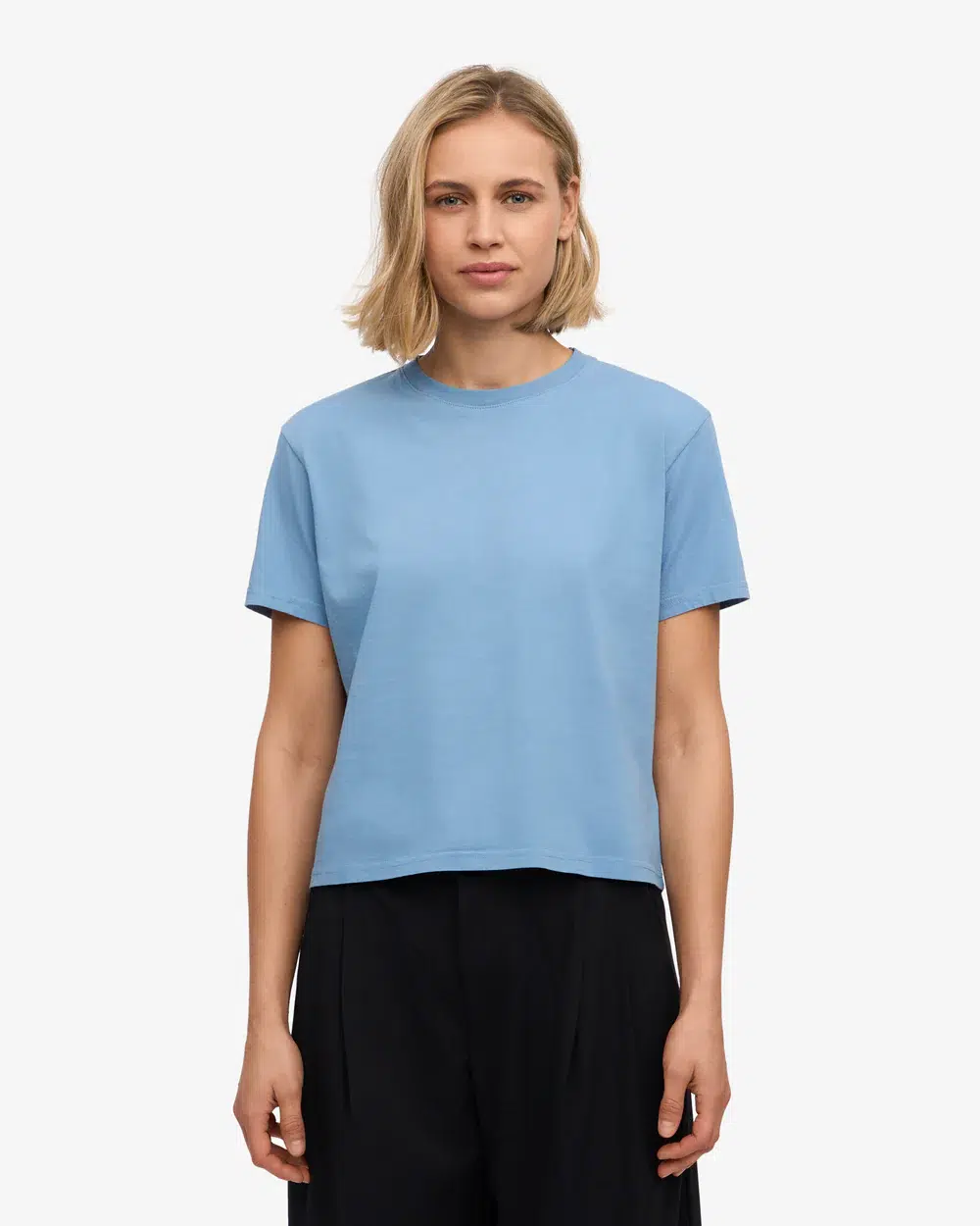 Colourful Standard Organic Boxy Crop Tee Seaside Blue