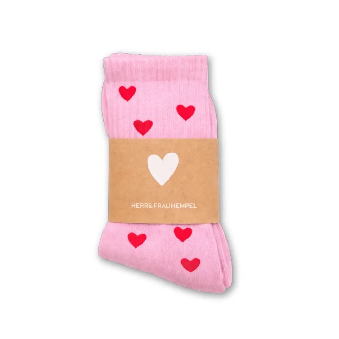 HERR&FRAUHEMPEL Socken Herz rosa