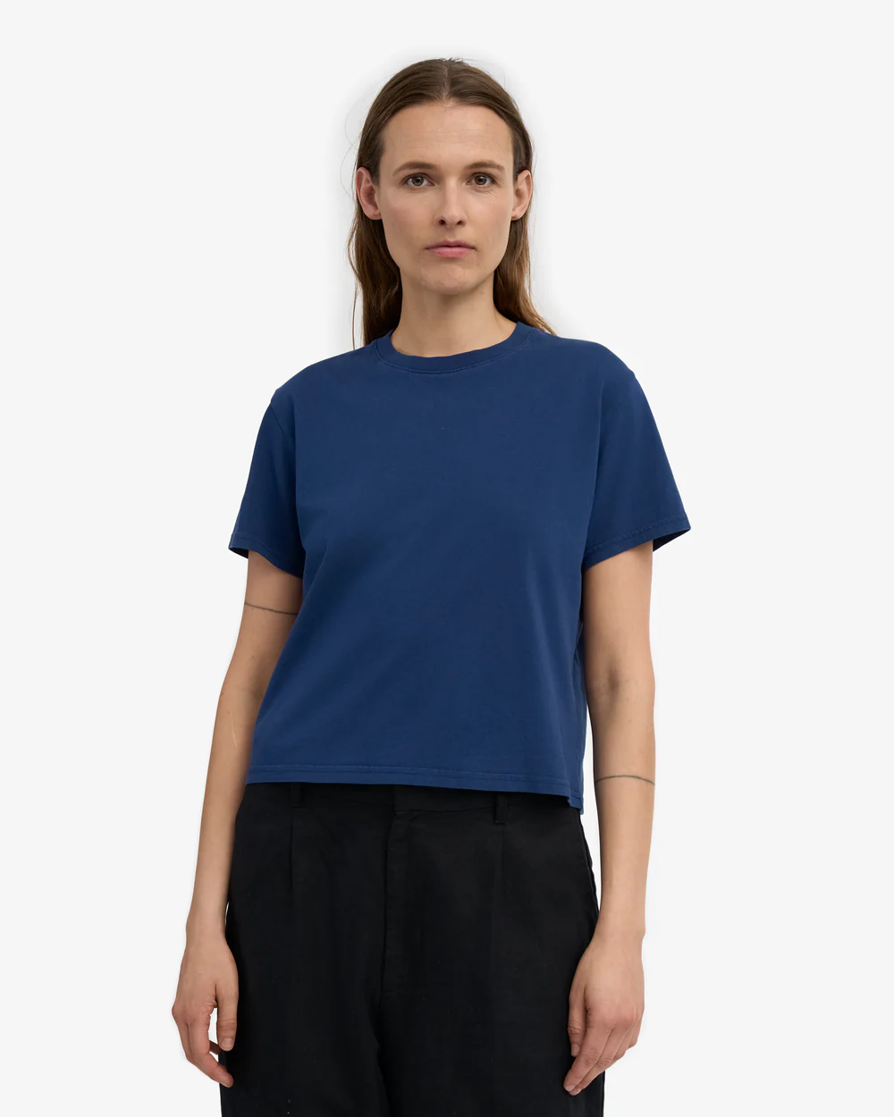 Colourful Standard Organic Boxy Crop Tee Marine Blue