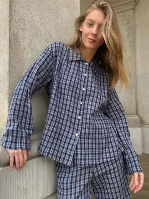 Boii Studios Langarmshirt Tinsi Check Grey Navy