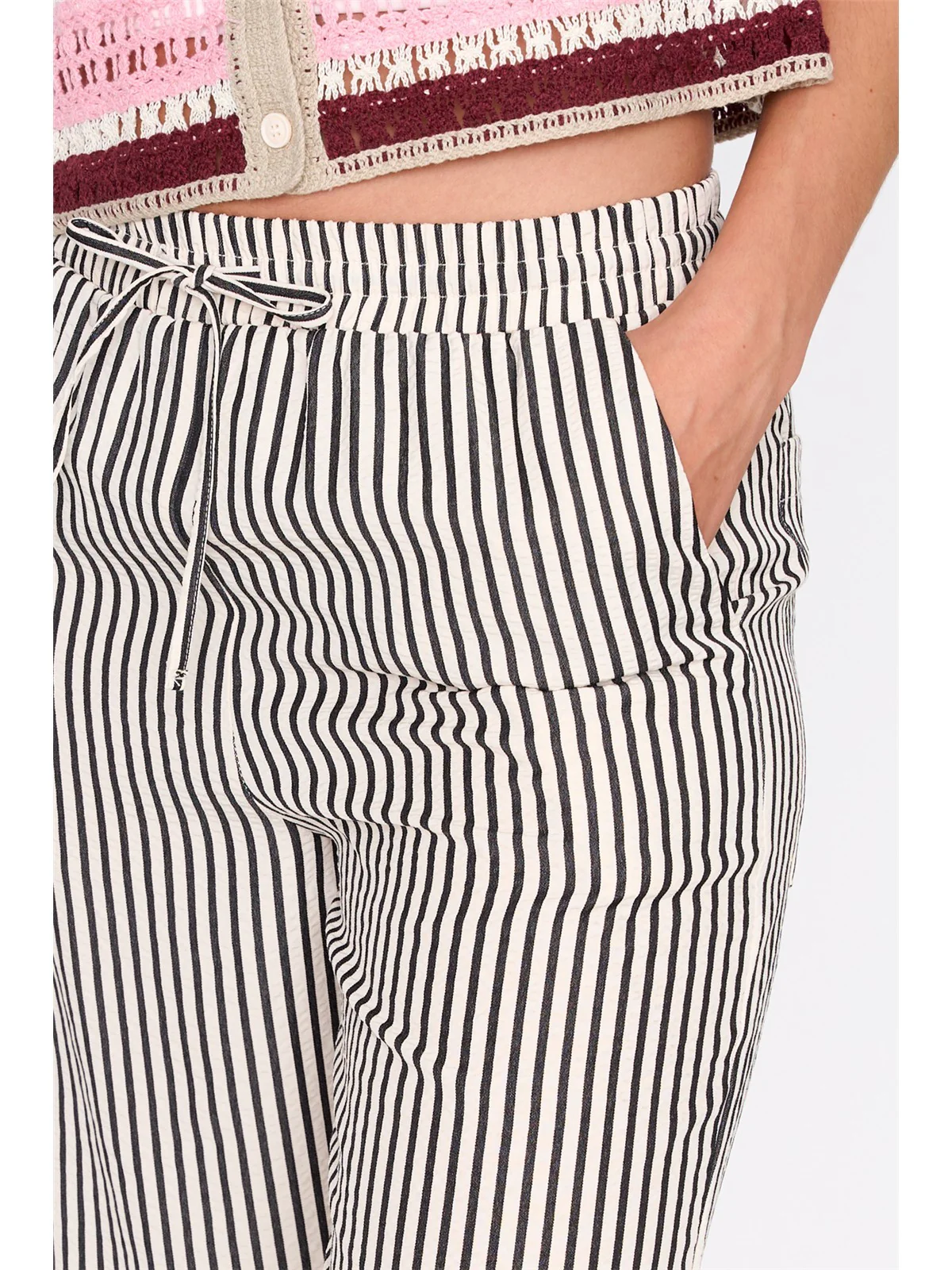 24 Colours Hose Gestreift Schwarz Weiß