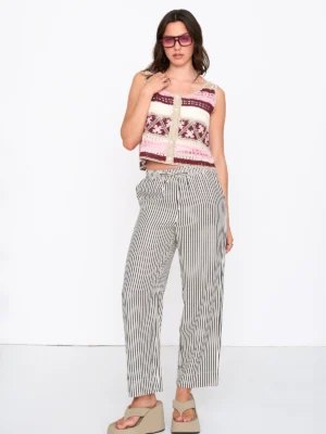 24 Colours Hose Gestreift Schwarz Weiß