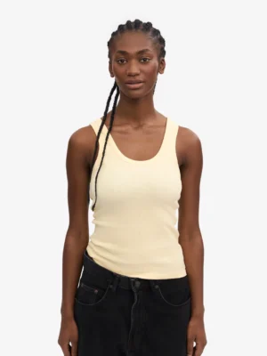 Colourful Standard Organic Rib Tank Top Soft Yellow