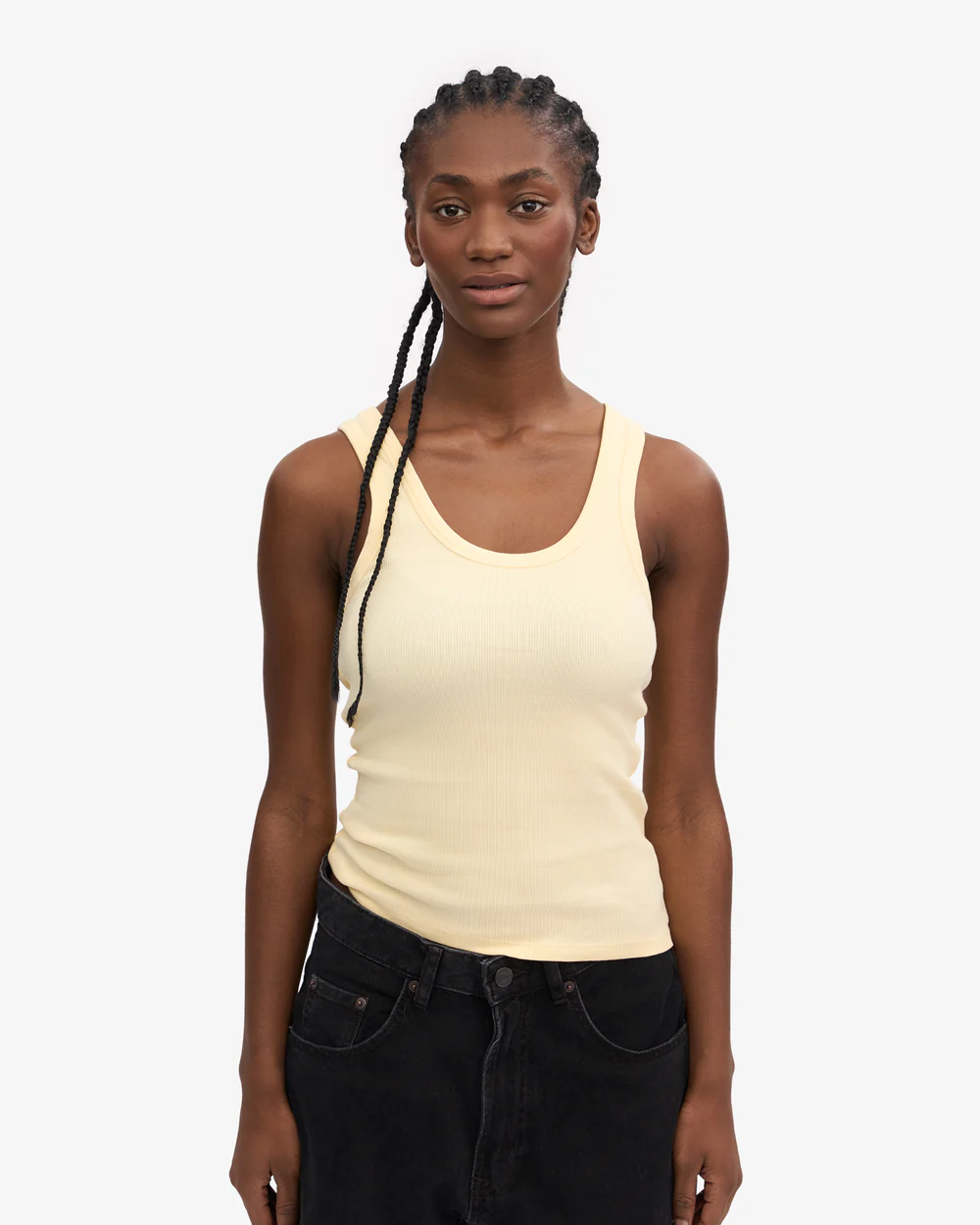 Colourful Standard Organic Rib Tank Top Soft Yellow