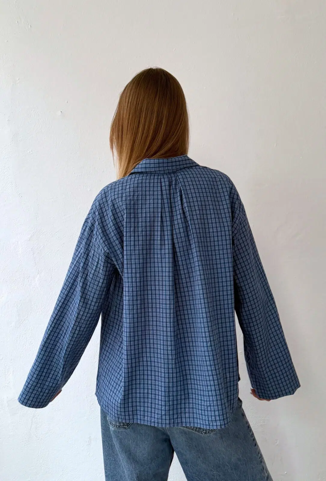 Boii Studios Langarmshirt Tinsi Check Blue Navy