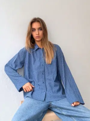 Boii Studios Langarmshirt Tinsi Check Blue Navy