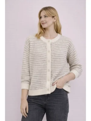 Afinity Strickjacke mit Streifen Beige