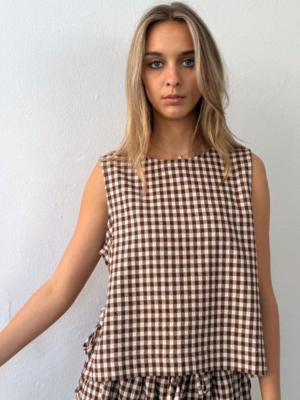 Boii Studios Top Leonie Check Brown